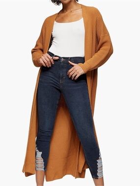 Topshop long cardigan Small Camel